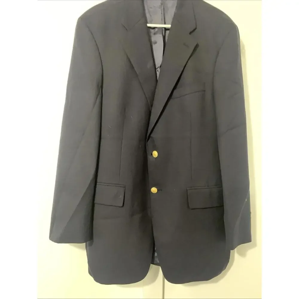 Lauren Ralph Lauren Blazer Size Large 42T Blue Wool Union Made In Canada Vintage